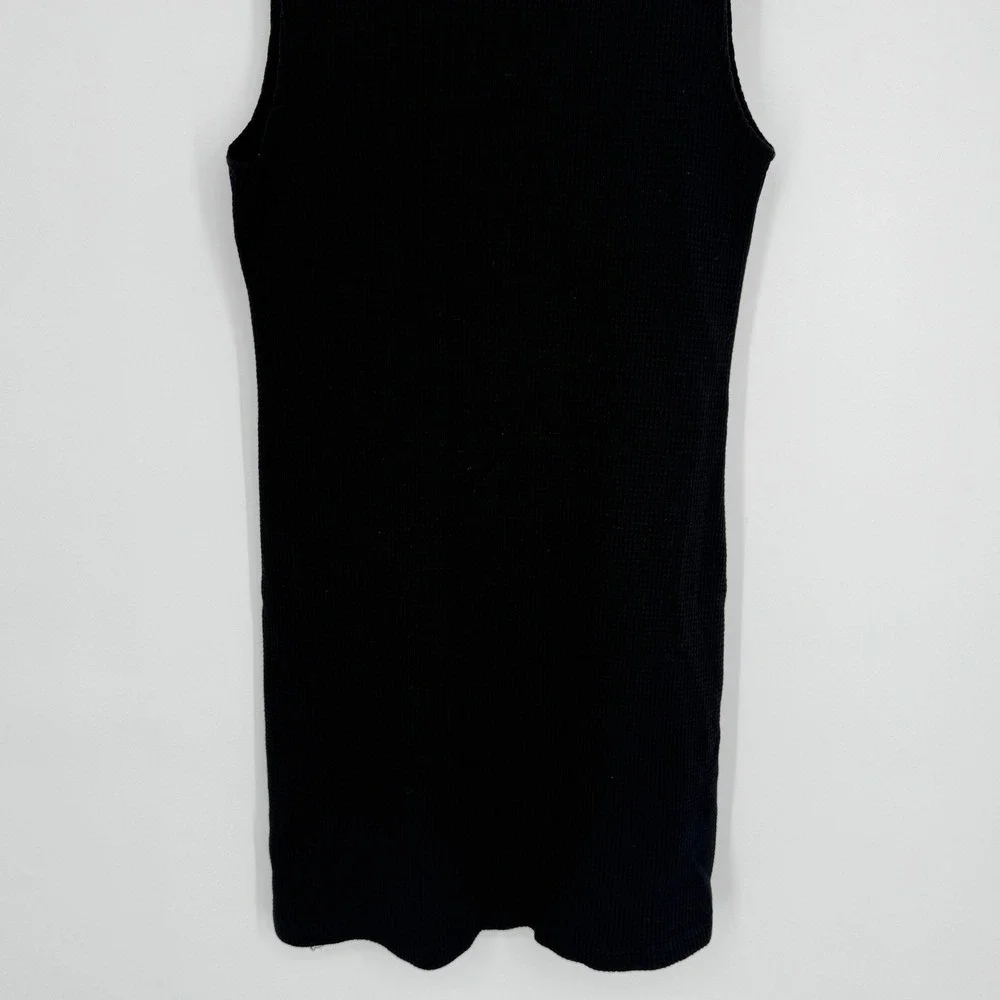 Cotton Citizen Monaco Waffle Knit Tank Dress Medium Black‎ Minimalist Casual - Picture 7 of 9